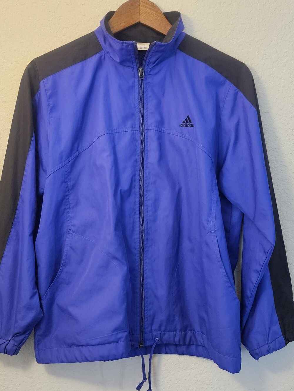 Vintage Adidas Windbreaker Track Jacket Womens Medium Purple Black Logo 90s